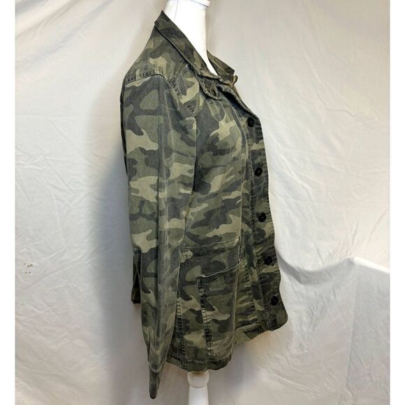 Lucky Brand Camo Button Up Zip Utility Jacket Womens Long Sleeve Collared - Picture 4 of 7